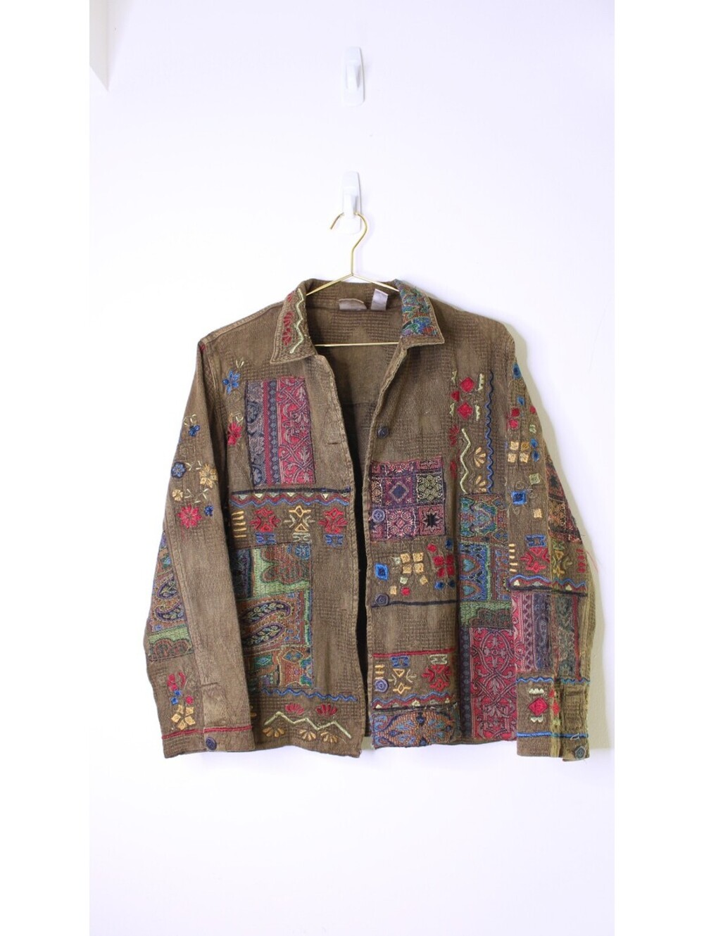 Chico's Boho Embroidered Button Down Jacket - Medium
